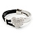 Silver Tone Diamante 'Heart' Leather Cord Bracelet - 17cm Length - view 4
