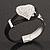 Silver Tone Diamante 'Heart' Leather Cord Bracelet - 17cm Length - view 3