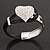 Silver Tone Diamante 'Heart' Leather Cord Bracelet - 17cm Length - view 6