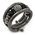 Black Hematite/Glass Beaded Coil Bangle Bracelet - Adjustable