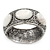 Burn Silver Effect White Shell Hammered Hinged Bangle - up to 19cm wrist - view 2
