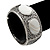 Burn Silver Effect White Shell Hammered Hinged Bangle - up to 19cm wrist - view 3