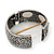 Burn Silver Effect White Shell Hammered Hinged Bangle - up to 19cm wrist - view 6