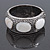 Burn Silver Effect White Shell Hammered Hinged Bangle - up to 19cm wrist - view 5