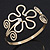 Gold Plated Textured 'Flower & Swirls' Diamante Upper Arm Bracelet Armlet - Adjustable