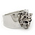Statement Crystal 'Tiger' Hinged Bangle Bracelet In Silver Plating - 18cm Length - view 7