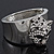Statement Crystal 'Tiger' Hinged Bangle Bracelet In Silver Plating - 18cm Length - view 3