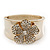 Statement Crystal 'Flower' Hinged Bangle Bracelet In Gold Plating - 18cm Length