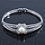 Classic Crystal, Simulated Pearl Bracelet In Rhodium Plating - Up to 17cm Length