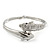 Rhodium Plated Crystal Double Dolphin Bangle Bracelet - up to 17cm Length - view 9