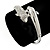 Rhodium Plated Crystal Double Dolphin Bangle Bracelet - up to 17cm Length - view 5