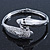 Rhodium Plated Crystal Double Dolphin Bangle Bracelet - up to 17cm Length - view 2