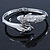 Rhodium Plated Crystal Double Dolphin Bangle Bracelet - up to 17cm Length - view 12