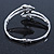 Rhodium Plated Crystal Double Dolphin Bangle Bracelet - up to 17cm Length - view 6