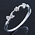 Delicate Rhodium Plated Crystal Floral Bangle Bracelet - 19cm Length
