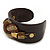 Citrine/ Smokey Topaz Coloured Swarovski Crystal 'Knot' Dark Brown Leather Flex Cuff Bracelet - Adjustable - view 6