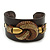 Citrine/ Smokey Topaz Coloured Swarovski Crystal 'Knot' Dark Brown Leather Flex Cuff Bracelet - Adjustable - view 5