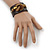 Citrine/ Smokey Topaz Coloured Swarovski Crystal 'Knot' Dark Brown Leather Flex Cuff Bracelet - Adjustable - view 4