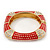 Statement Square Red Enamel Crystal Hinged Bangle Bracelet In Gold Plating - 17cm Length