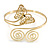 Gold Plated Filigree, Crystal Butterfly & Twirl Upper Arm, Armlet Bracelet - Adjustable