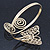 Gold Plated Filigree, Crystal Butterfly & Twirl Upper Arm, Armlet Bracelet - Adjustable - view 12