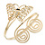 Gold Plated Filigree, Crystal Butterfly & Twirl Upper Arm, Armlet Bracelet - Adjustable - view 10