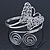 Silver Plated Filigree, Crystal Butterfly & Twirl Upper Arm, Armlet Bracelet - Adjustable - view 8