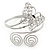 Silver Plated Filigree, Crystal Butterfly & Twirl Upper Arm, Armlet Bracelet - Adjustable - view 9