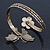 Vintage Inspired Hammered Butterfly & Flower Upper Arm, Armlet Bracelet In Antique Gold Tone - Adjustable - view 5