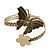 Vintage Inspired Hammered Butterfly & Flower Upper Arm, Armlet Bracelet In Antique Gold Tone - Adjustable