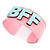 Light Pink/ Pale Blue 'BFF' Acrylic Cuff Bracelet Bangle (Adult Size) - 19cm - view 6