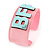 Light Pink/ Pale Blue 'BFF' Acrylic Cuff Bracelet Bangle (Adult Size) - 19cm - view 3