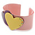 Light Pink, Purple, Yellow Acrylic, Austrian Crystal Hearts Cuff Bracelet - 19cm L - view 2