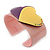 Light Pink, Purple, Yellow Acrylic, Austrian Crystal Hearts Cuff Bracelet - 19cm L - view 4