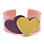Light Pink, Purple, Yellow Acrylic, Austrian Crystal Hearts Cuff Bracelet - 19cm L