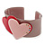 Beige, Pink, Magenta Acrylic, Austrian Crystal Hearts Cuff Bracelet - 19cm L - view 3
