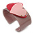 Beige, Pink, Magenta Acrylic, Austrian Crystal Hearts Cuff Bracelet - 19cm L - view 2