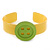 Yellow, Light Green Acrylic Button Cuff Bracelet - 19cm L