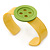 Yellow, Light Green Acrylic Button Cuff Bracelet - 19cm L - view 2