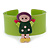 Light Green, Yellow, Pink Dolly Acrylic Wide Cuff Bracelet - 19cm L