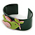 Dark Green, Pink, Salad Green Acrylic, Austrian Crystal Dove Cuff Bracelet - 19cm L - view 5