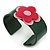 Dark Green, Light Pink, Deep Pink 'Modern Flower' Acrylic Cuff Bracelet - 19cm L - view 3