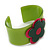 Green, Deep Pink 'Modern Flower' Acrylic Cuff Bracelet - 19cm L - view 4