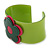 Green, Deep Pink 'Modern Flower' Acrylic Cuff Bracelet - 19cm L - view 7