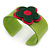 Green, Deep Pink 'Modern Flower' Acrylic Cuff Bracelet - 19cm L - view 3