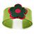 Green, Deep Pink 'Modern Flower' Acrylic Cuff Bracelet - 19cm L - view 2