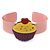 Light Pink, Purple, Yellow Acrylic, Austrian Crystal Cupcake Cuff Bracelet - 19cm L