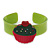 Light Green, Deep Pink, Dark Green Acrylic, Austrian Crystal Cupcake Cuff Bracelet - 19cm L