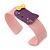 Light Pink, Purple Acrylic 'Kitty' Cuff Bracelet - 19cm L - view 3