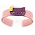 Light Pink, Purple Acrylic 'Kitty' Cuff Bracelet - 19cm L - view 2